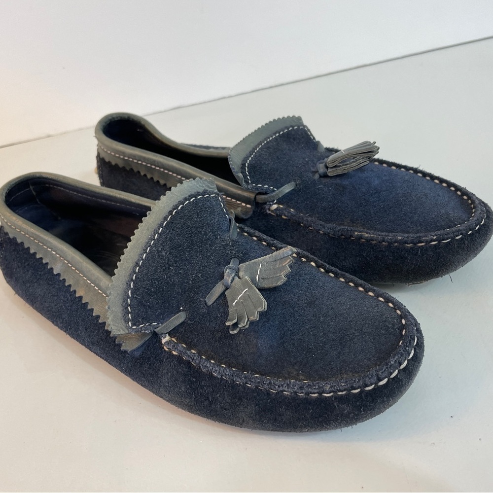 Tods Size 7 Womens Gommino Driving Mocassins Loafers Blue Suede